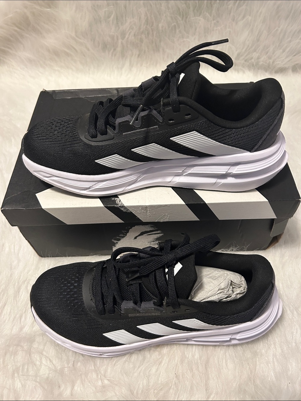 adidas Black and White Questar 3 M Running Sneakers